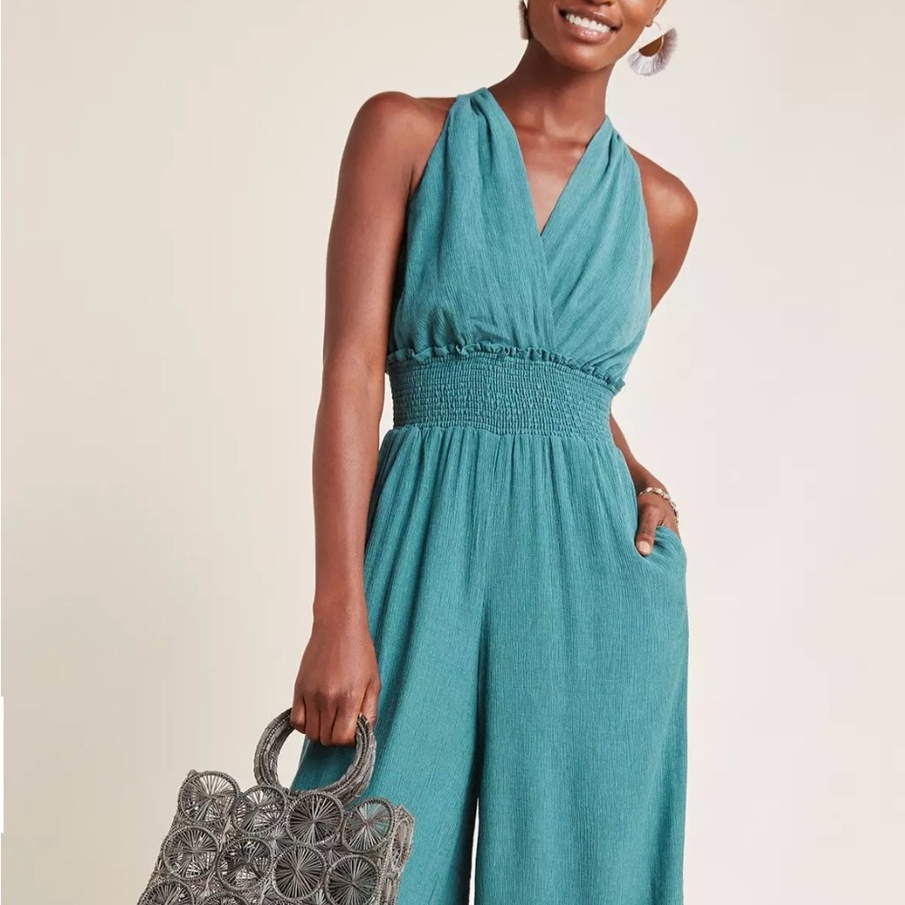 Anthropologie ~ Halter Neck Wide Leg Jumpsuit